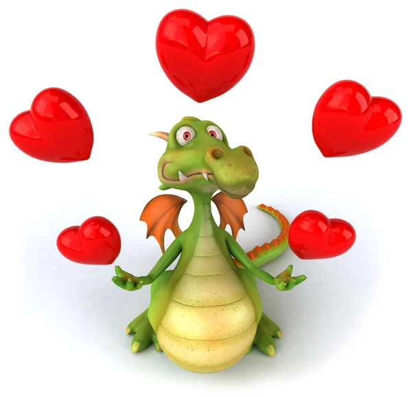 Dragón con corazones 3d ilustración — Foto de Stock
