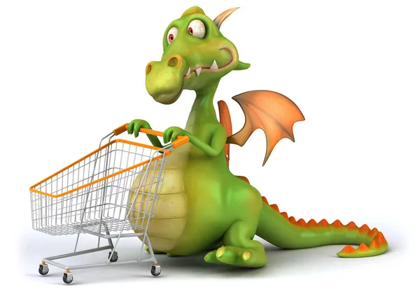 Alışveriş sepeti illüstrasyon ile dragon — Stok fotoğraf