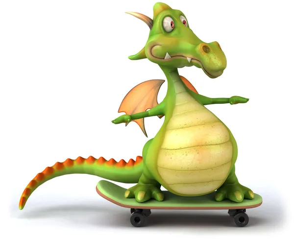 Dragon på skatebord 3d illustration — Stockfoto
