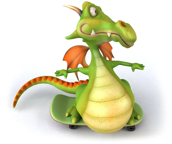 Dragon på skatebord 3d illustration — Stockfoto