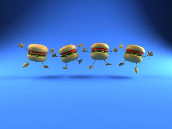 Mnoha hamburgery 3d ilustrace — Stock fotografie