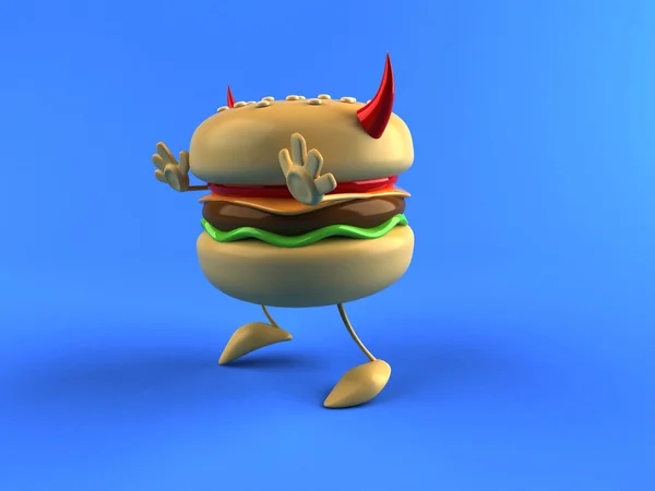 Evil Hamburger 3d illustration — Stock Photo, Image