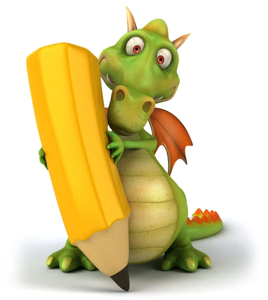 Dragon with crayon 3d illustration — Stock Photo, Image