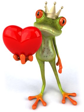 Frog with hearts 3d clipart