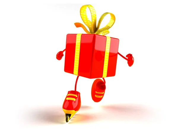 Gifts on roller-skates 3d illustraton — Stock Photo, Image