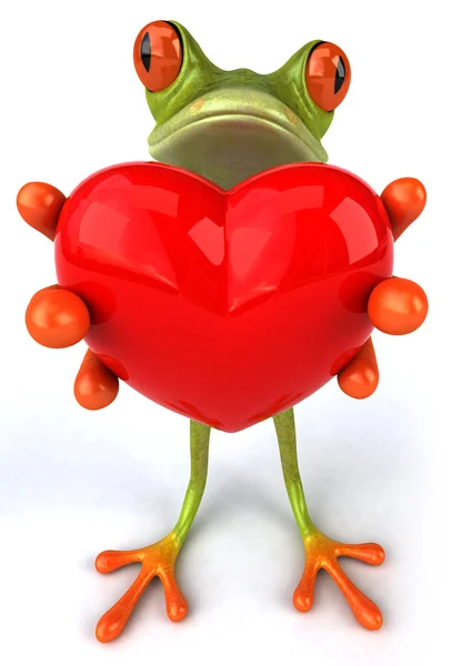 Frog with hearts 3d — Stock Photo, Image