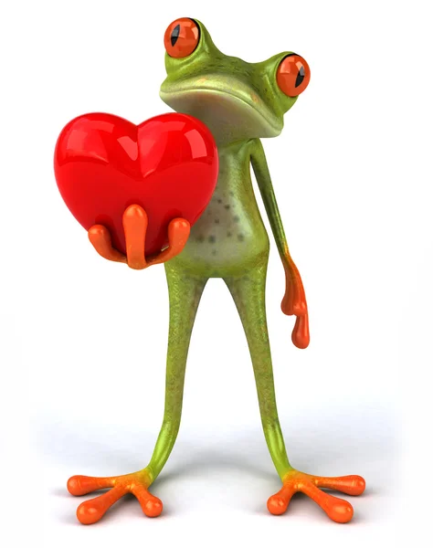 Rana con corazones 3d —  Fotos de Stock