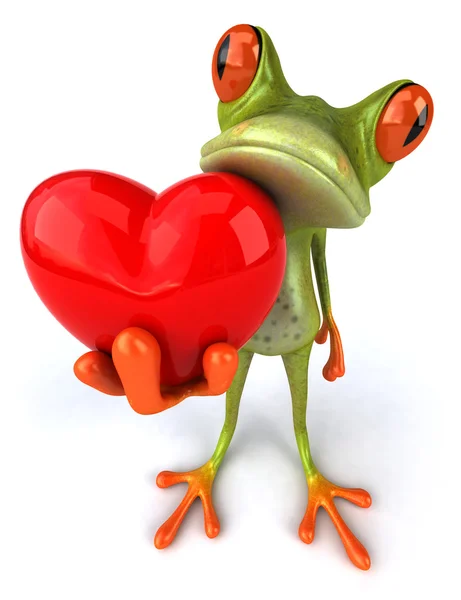 Rana con corazones 3d —  Fotos de Stock