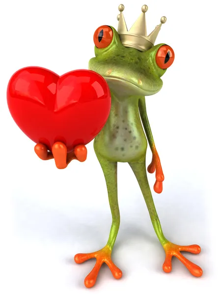 青蛙与心 3d — 图库照片