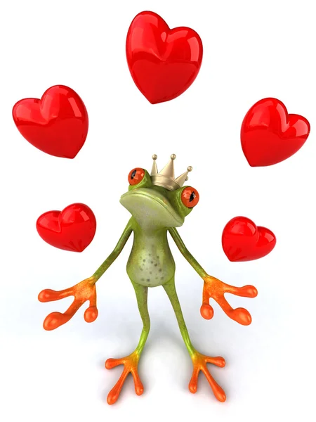 Frog with hearts 3d — Stock Photo, Image
