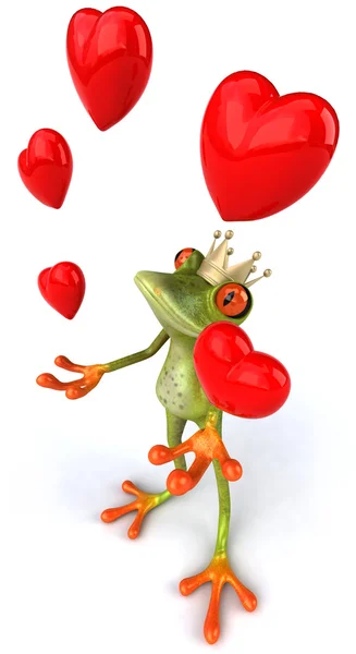 Жаба з серцями 3d — стокове фото