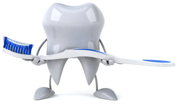 Tooth and a toothbrush 3d illustration — Stock Photo, Image