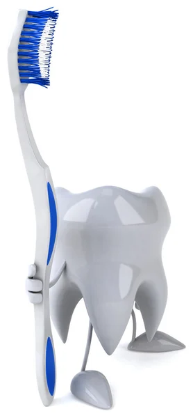 Tooth and a toothbrush 3d illustration — Stock Photo, Image