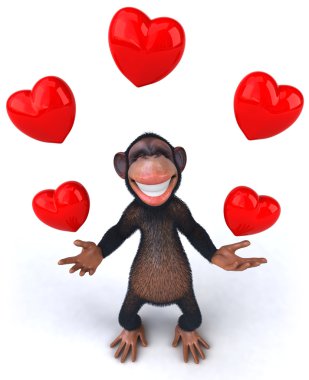 Fun monkey in love clipart