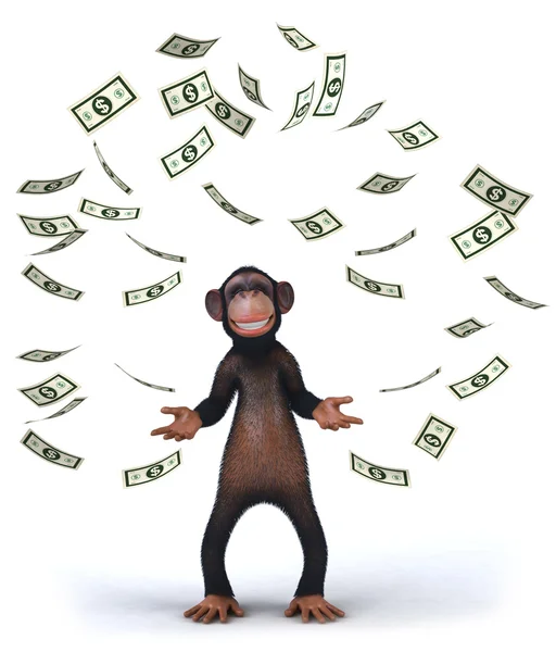 Fun monkey with money — Stock Photo, Image