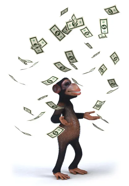 Divertido mono con dinero —  Fotos de Stock