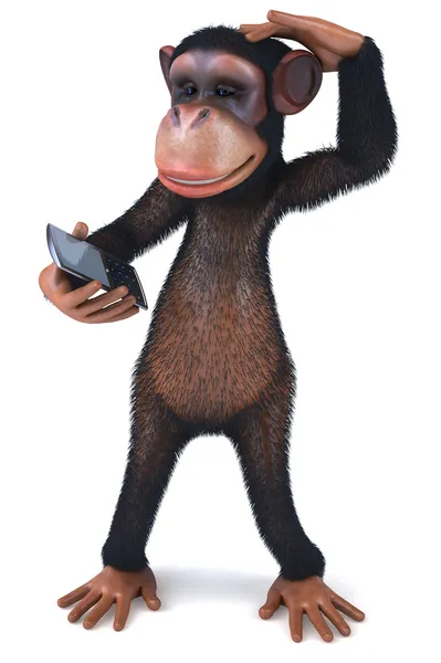Apina puhelimen kanssa — kuvapankkivalokuva