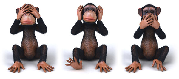 Fun monkey 3d illustration