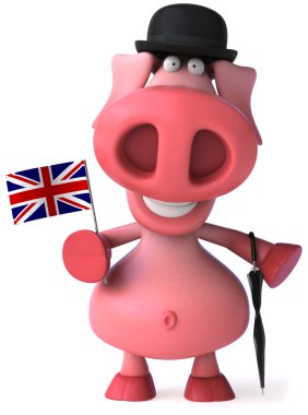 Happy english Pig 3d illustration clipart