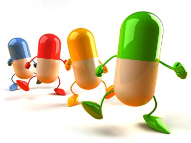 Happy pill 3d illustration clipart