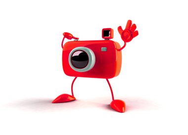 3D camera in a funny pose 3d illustration clipart