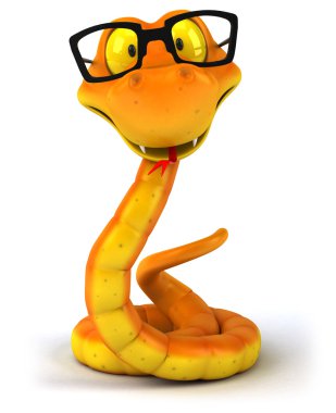 Snake with glasses 3d illustration clipart