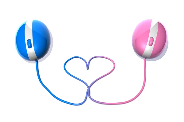 Computer mouse in love 3d illustration — Stock Photo, Image