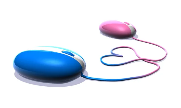 Комп'ютерна миша в любові 3d ілюстрація — стокове фото