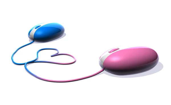 Computador mouse no amor ilustração 3d — Fotografia de Stock