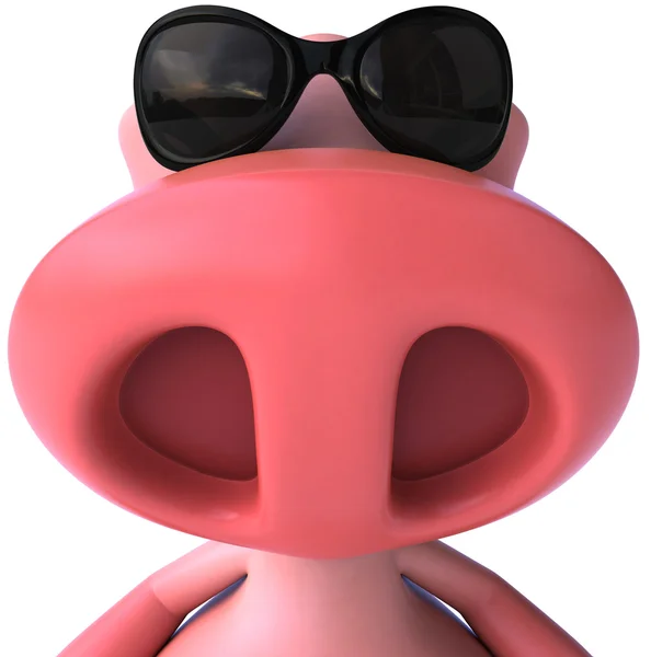 Świnia szczęśliwy słońce okulary 3d ilustracji — Zdjęcie stockowe