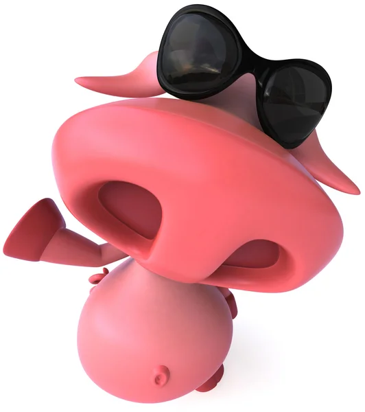 Cerdo feliz en gafas de sol 3d ilustración — Foto de Stock