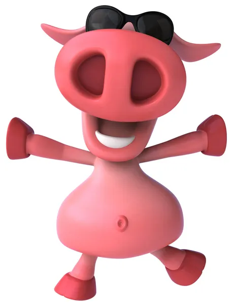 태양 안경 3d 그림에서 행복 돼지 — 스톡 사진
