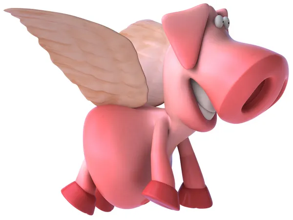 Glücklich fliegendes Schwein 3D-Illustration — Stockfoto