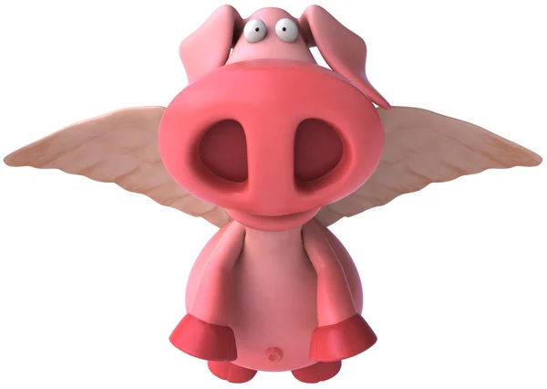 Feliz voador porco 3d ilustração — Fotografia de Stock