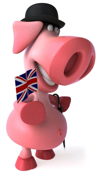 Glückliches englisches Schwein 3D-Illustration — Stockfoto