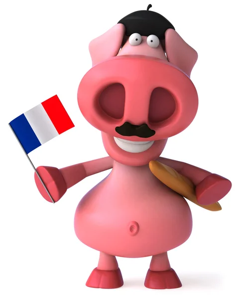 Happy Pig 3d illustration france — Stock Photo, Image
