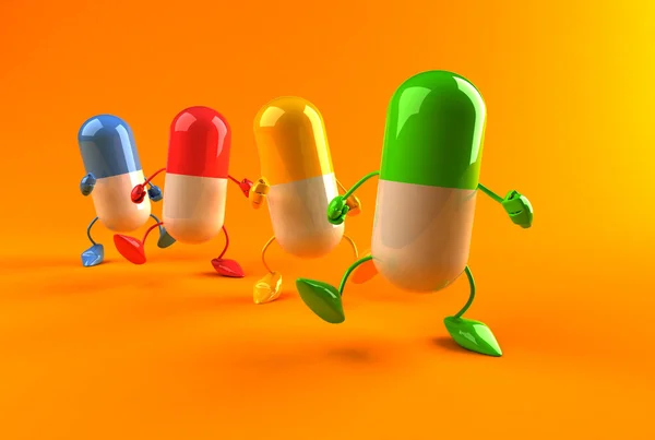 Glückliche Pille 3d Illustration — Stockfoto