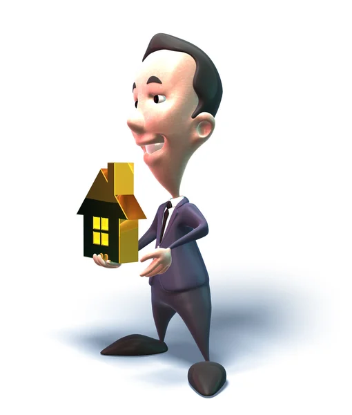 stock image Business boy sells real estate