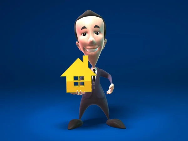 stock image Business boy sells real estate