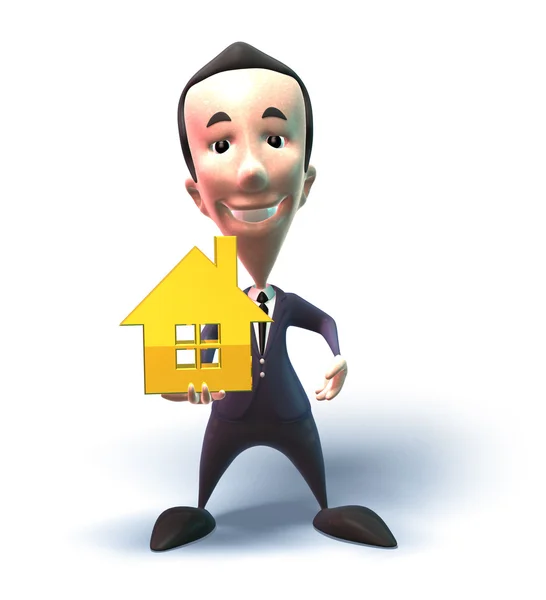 Business boy sells real estate — Stock Photo, Image