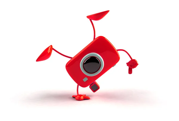 3D-kamera i en rolig pose 3d illustration — Stockfoto