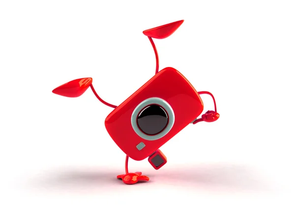 3D camera in a funny pose 3d illustration — Stock Photo, Image