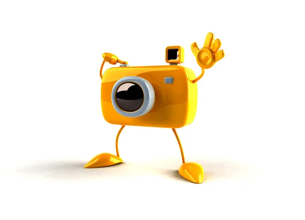3D κάμερα σε μια αστεία πόζα 3d απεικόνιση — Φωτογραφία Αρχείου