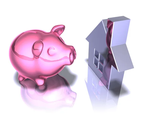 Piggy bank real estate — Stock Photo, Image