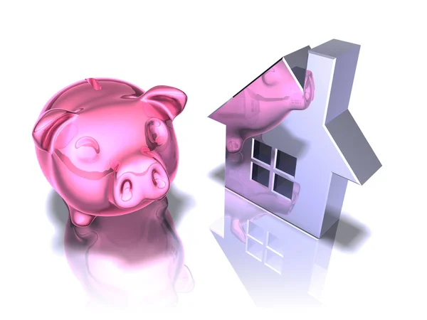 Piggy bank real estate — Stock Photo, Image