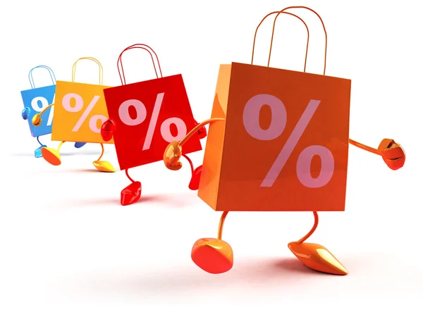 Shopping tassen: verkoop 3d illustratie — Stockfoto