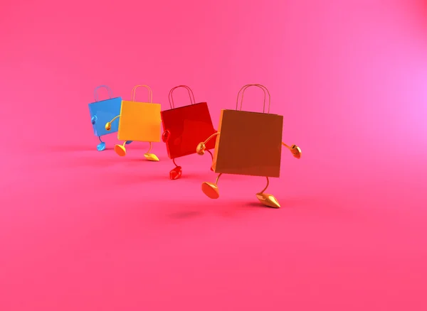쇼핑백 3d 의 삽화 — 스톡 사진