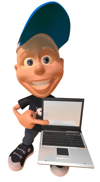 Kid with a laptop — Stock Photo, Image