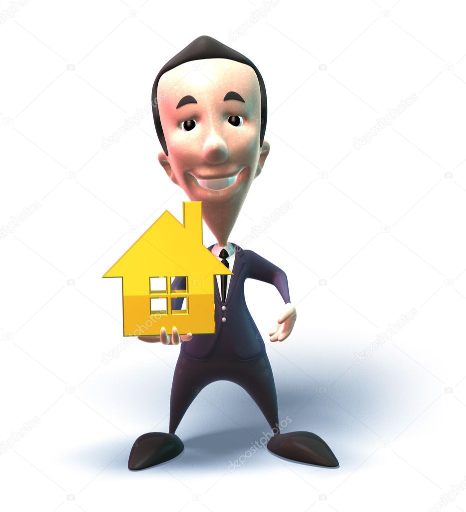 Business boy sells real estate