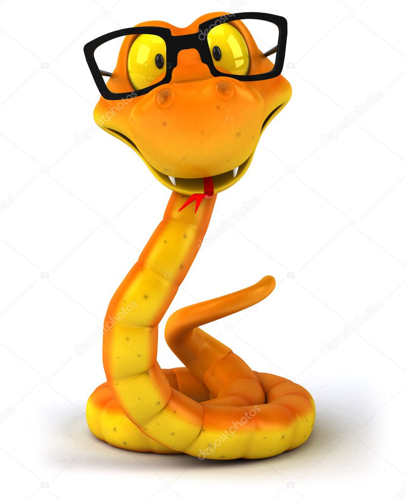 Snake with glasses 3d illustration